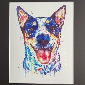 Blue Heeler Australian Cattle Dog Art Print w/Frame 11x14 inch